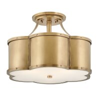 Deckenlampe Metall Glas 45,7 cm breit in Messing Antik