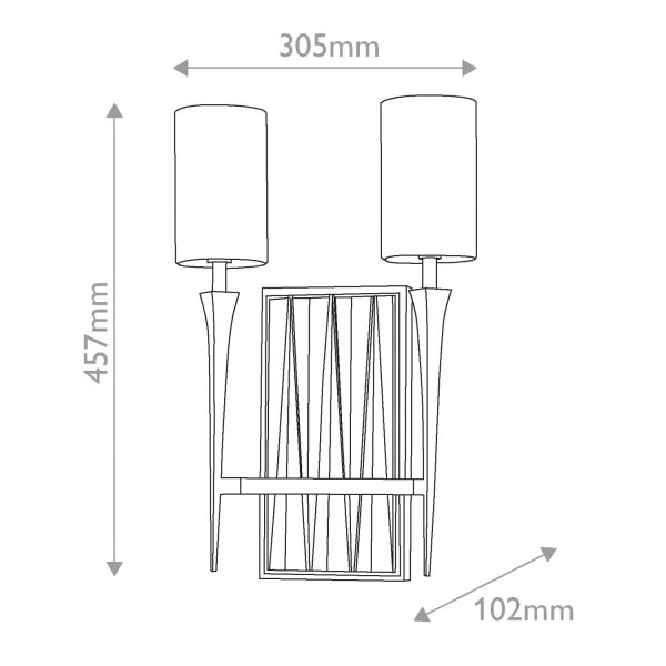 Wandlampe Schwarz Weiß 45,7 cm hoch Metall Stoff 2x E14