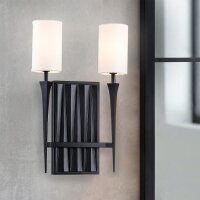 Wandlampe Schwarz Weiß 45,7 cm hoch Metall Stoff 2x...