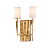 Wandlampe Metall Stoff 45,7 cm hoch 2x E14 Blattgold...
