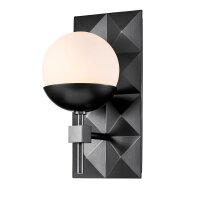 Wandlampe Bad Metall Glas 30,5 cm hoch IP44 Schwarz...