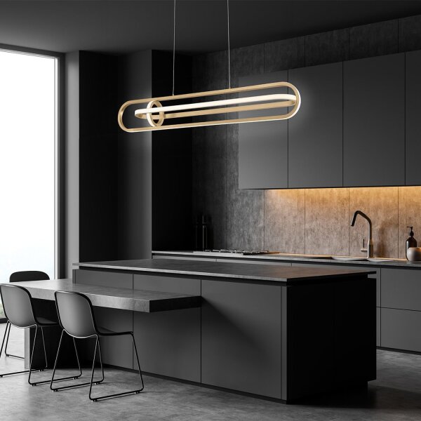 LED Hängeleuchte in Gold B: 107,1 cm 3000 K Metall Modern