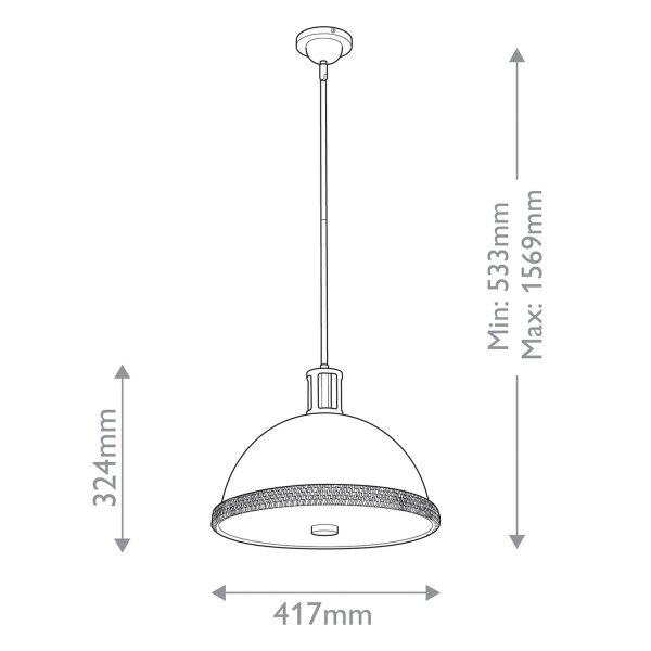 Hängeleuchte Metall rund Ø 41,6 cm H: max. 154,3 cm E27