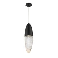 H&auml;ngelampe Metall Glas B: 16,5 cm inkl. GU10 LED Schwarz