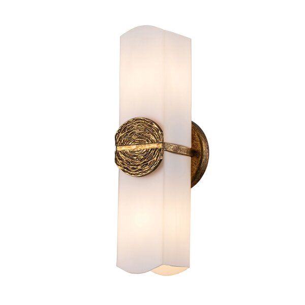 Up Down Wandleuchte Bad IP44 in Gold Antik Weiß H: 41,9 cm