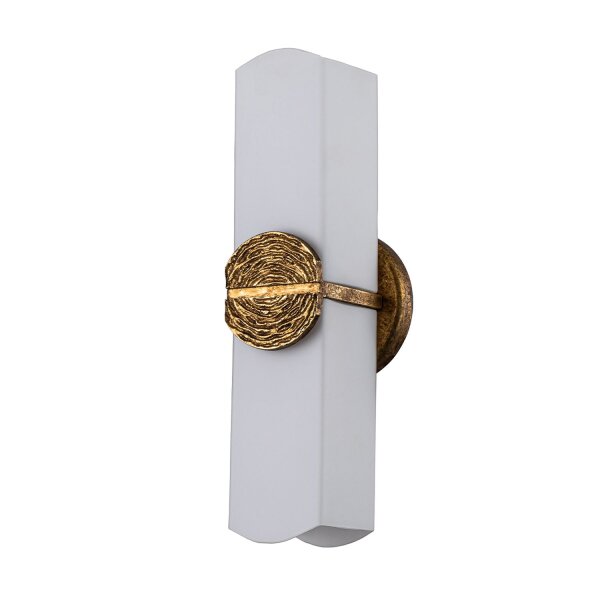 Up Down Wandleuchte Bad IP44 in Gold Antik Weiß H: 41,9 cm