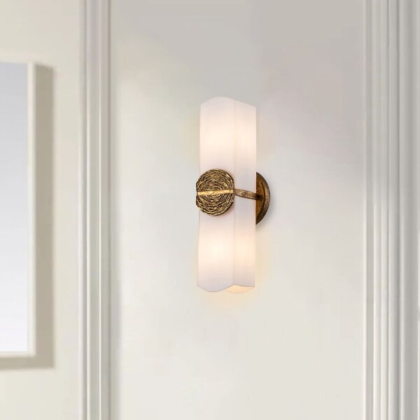 Up Down Wandleuchte Bad IP44 in Gold Antik Weiß H: 41,9 cm