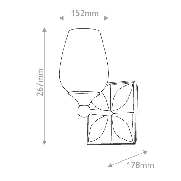 Wandlampe Metall Glas 26,7 cm hoch IP44 E27 Badezimmer