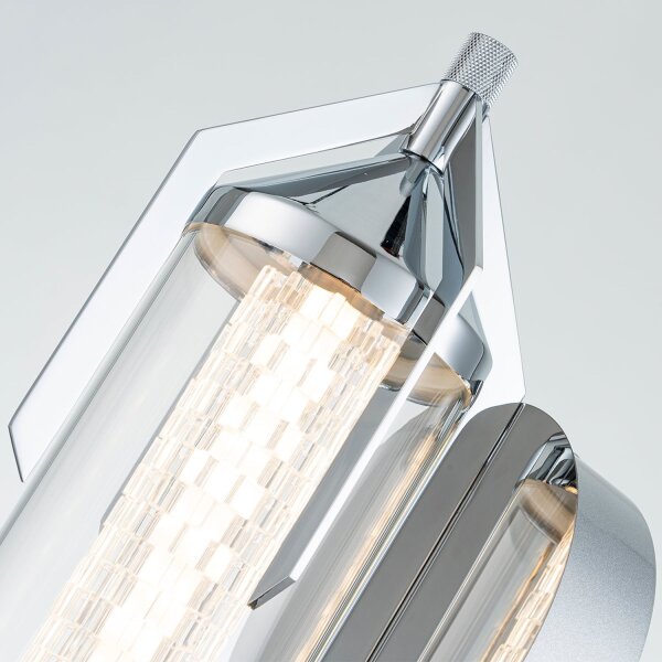 LED Wandlampe Bad Metall Glas IP44 H: 50,5 cm 3000 K Chrom