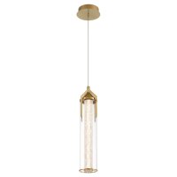 LED H&auml;ngeleuchte Metall Glas B: 15 cm schmal in Gold
