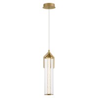 LED Hängeleuchte Metall Glas B: 15 cm schmal in Gold
