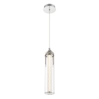 H&auml;ngelampe LED Metall Glas in Chrom B: 15 cm schmal