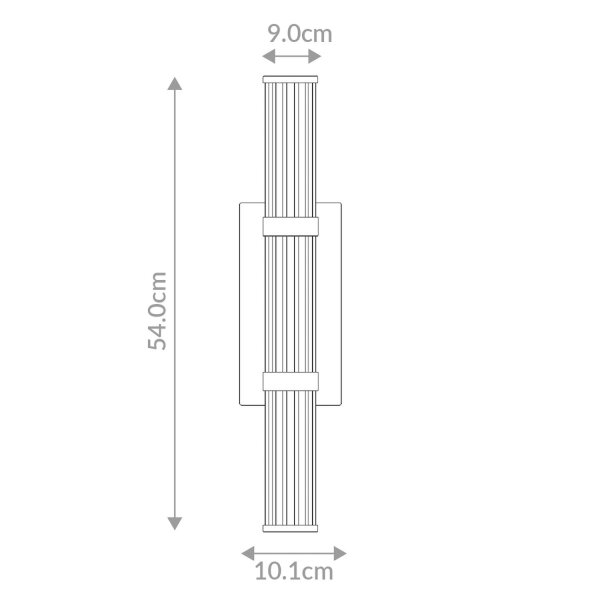LED Wandleuchte Metall Glas IP44 H: 54 cm Badezimmer