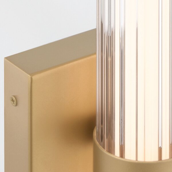 LED Wandleuchte Bad Metall Glas 35,5 cm hoch IP44 in Gold