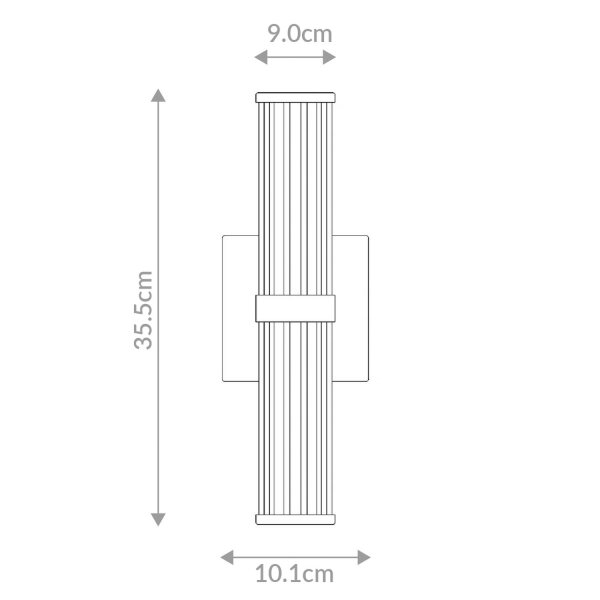 LED Wandleuchte Bad Metall Glas 35,5 cm hoch IP44 in Gold