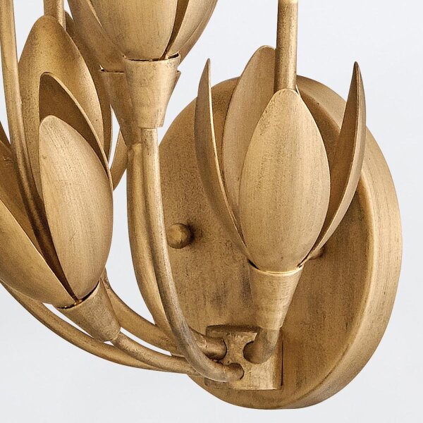 Wandlampe Metall H: 43,8 cm in Gold brüniert E14 Floral