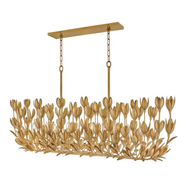Hängeleuchte groß B: 152,4 cm in Gold Floral 10x E14