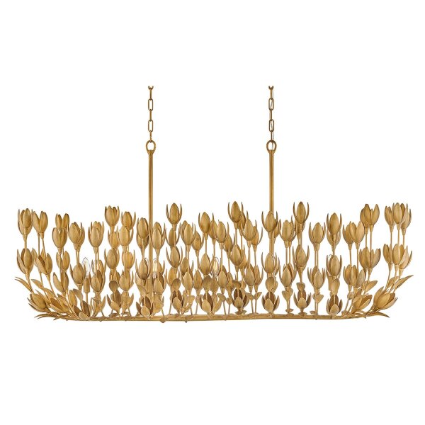 Hängeleuchte groß B: 152,4 cm in Gold Floral 10x E14