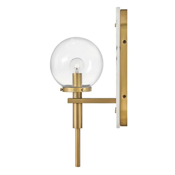 Badlampe Marmor Stahl Glas H: 41,4 cm in Messing Antik Weiß