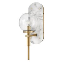 Badlampe Marmor Stahl Glas H: 41,4 cm in Messing Antik...