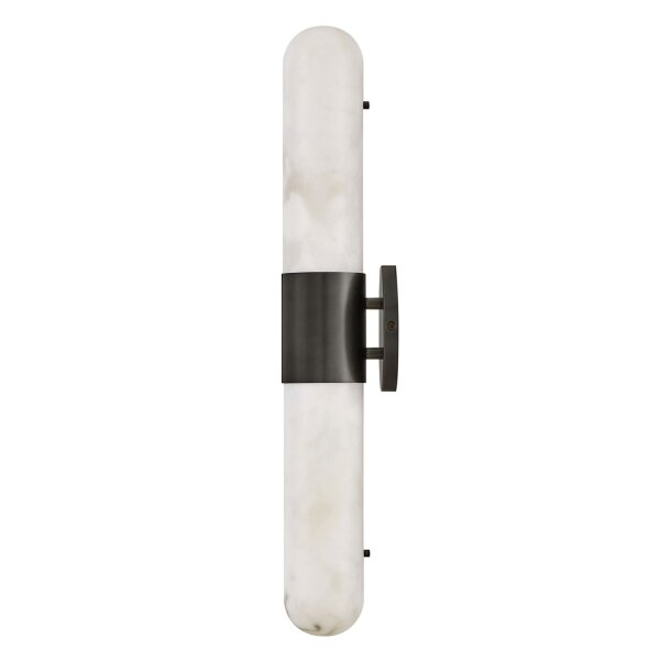 LED Wandleuchte Bad IP44 H: 61 cm Alu Glas Alabasteroptik