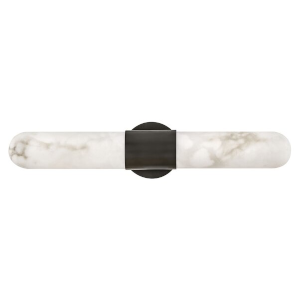 LED Wandleuchte Bad IP44 H: 61 cm Alu Glas Alabasteroptik