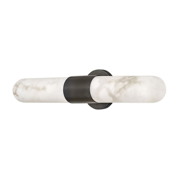 LED Wandleuchte Bad IP44 H: 61 cm Alu Glas Alabasteroptik