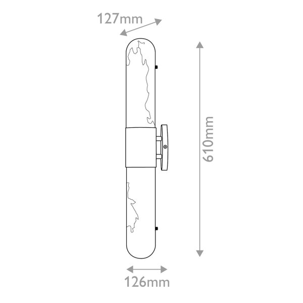 LED Wandleuchte Bad IP44 H: 61 cm Alu Glas Alabasteroptik