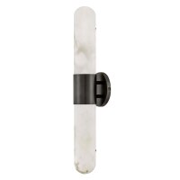 LED Wandleuchte Bad IP44 H: 61 cm Alu Glas Alabasteroptik