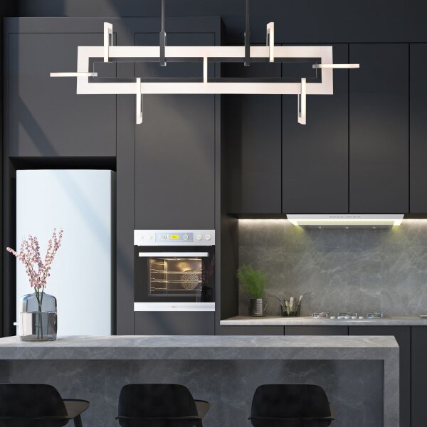 LED Hängelampe Metall Schwarz Weiß 122,8 cm lang Modern