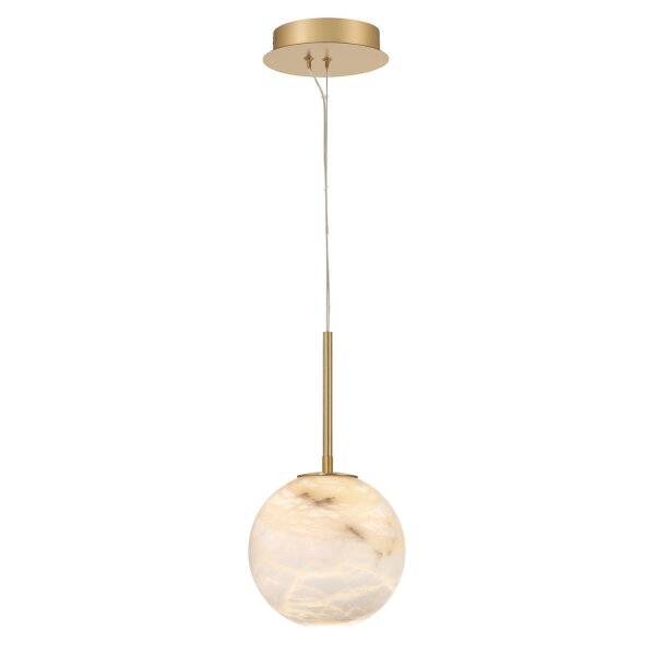 LED Hängelampe Alabaster Metall Ø 20,3 cm Kugelschirm