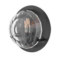 Wandleuchte Schwarz klein Ø 22 cm rund Metall Glas...