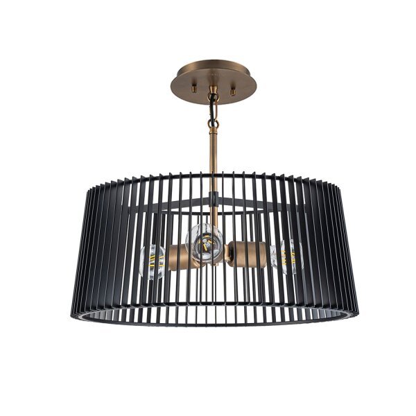 Hängelampe Schwarz Messing Ø 47 cm 3x E27 Vintage Design