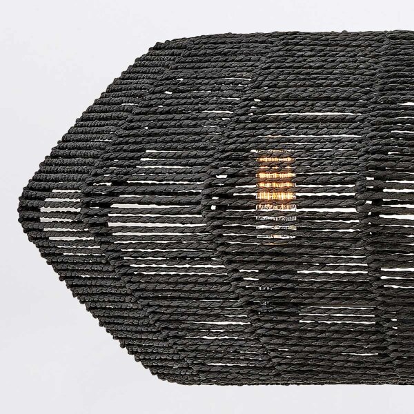 Hängelampe Korbschirm Rattan Ø 53,5 cm in Schwarz