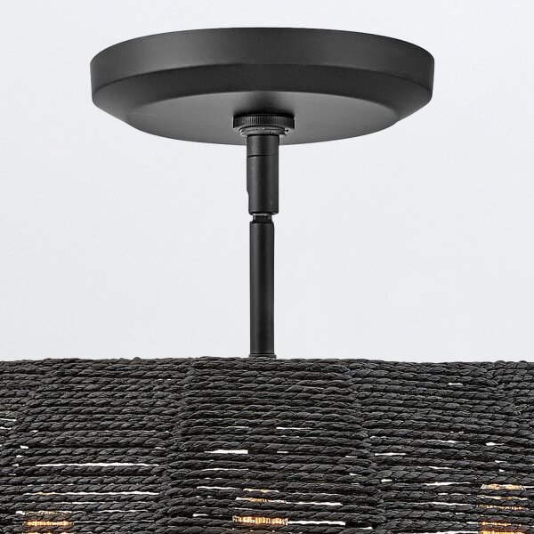 Hängelampe Korbschirm Rattan Ø 53,5 cm in Schwarz