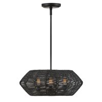 H&auml;ngelampe Korbschirm Rattan &Oslash; 53,5 cm in Schwarz