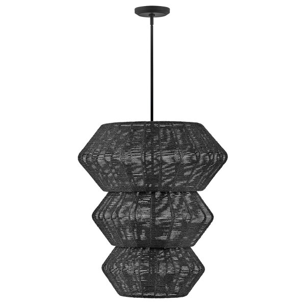 Große Hängelampe Schwarz Ø 71 cm Rattan Metall 10x E14