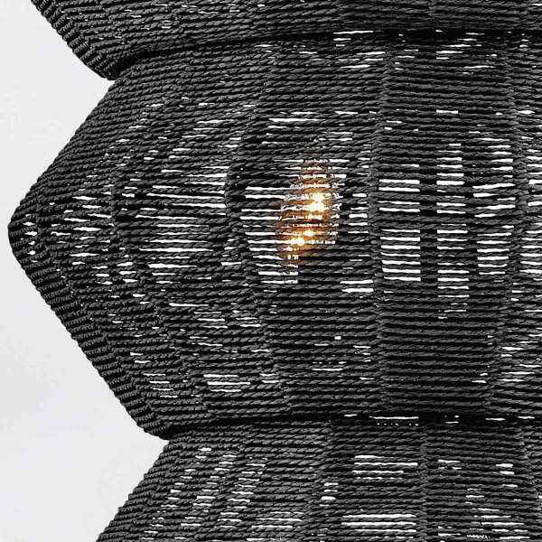 Große Hängelampe Schwarz Ø 71 cm Rattan Metall 10x E14