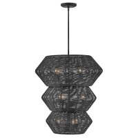 Große Hängelampe Schwarz Ø 71 cm Rattan...