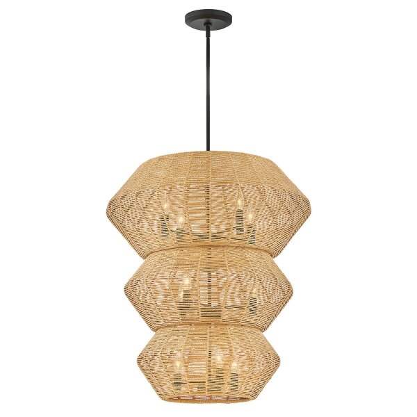 Pendelleuchte Rattan Metall Ø 71 cm für 10x E14 groß Boho