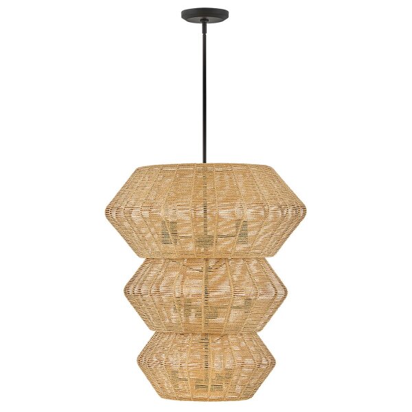Pendelleuchte Rattan Metall Ø 71 cm für 10x E14 groß Boho