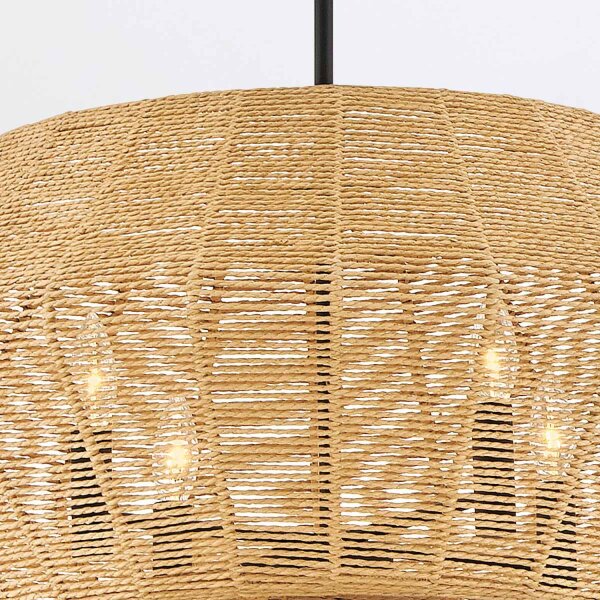 Pendelleuchte Rattan Metall Ø 71 cm für 10x E14 groß Boho
