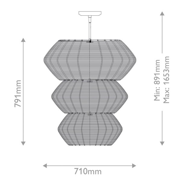 Pendelleuchte Rattan Metall Ø 71 cm für 10x E14 groß Boho