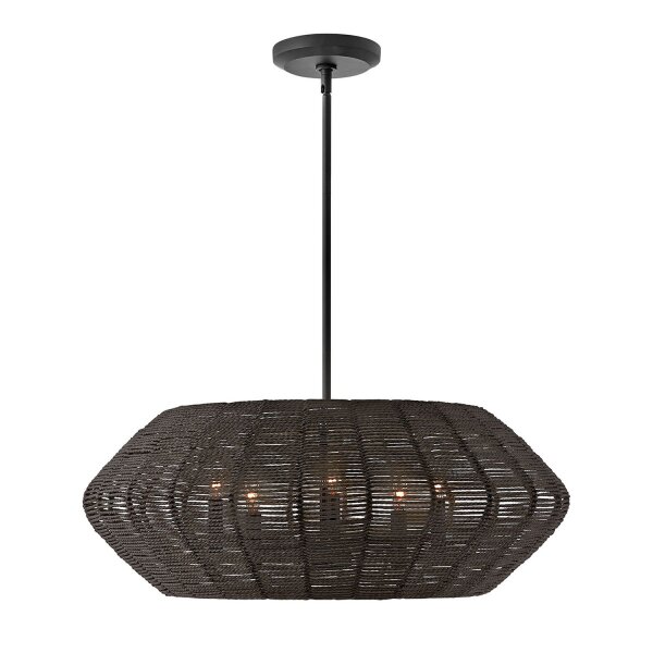 Pendelleuchte Schwarz Ø 71 cm Rattan Metall 5x E14 groß