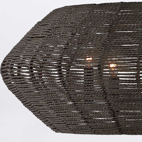 Pendelleuchte Schwarz Ø 71 cm Rattan Metall 5x E14 groß
