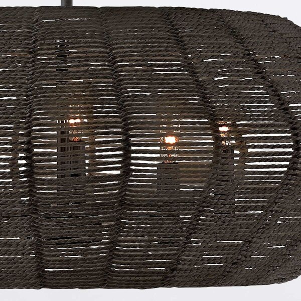 Pendelleuchte Schwarz Ø 71 cm Rattan Metall 5x E14 groß