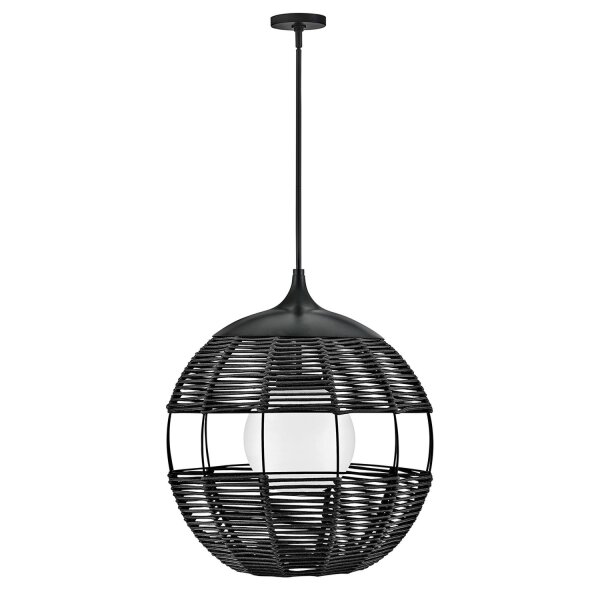 Hängeleuchte außen Ø 61 cm rund H: max. 151,6 cm Schwarz Weiß