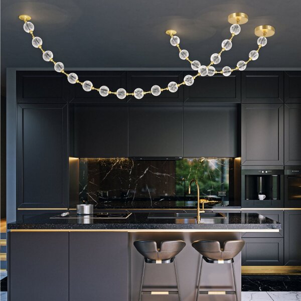 LED Pendelleuchte verstellbar H: max. 2,9 m in Messing
