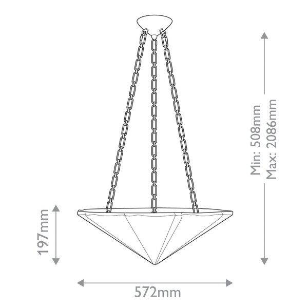 Hängelampe Weiß antik Ø 57,2 cm H: max. 208,6 cm 3x E27