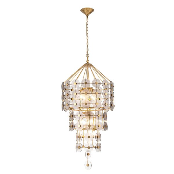 Pendelleuchte Rauchglas Metall Ø 57,2 cm in Gold Antik Grau